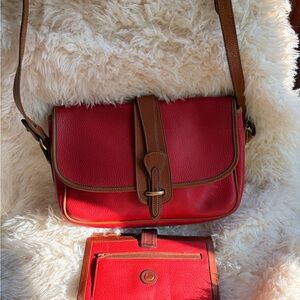 Vintage Dooney and Bourke all Weather Leather Equestrian Bag and Matching Wallet